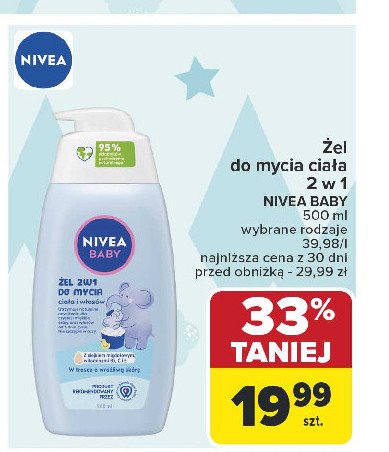 Delikatny żel do mycia ciała i włosów Nivea baby promocja w Carrefour