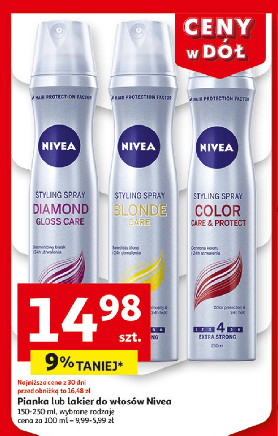 Lakier do włosów Nivea blonde care promocja w Auchan