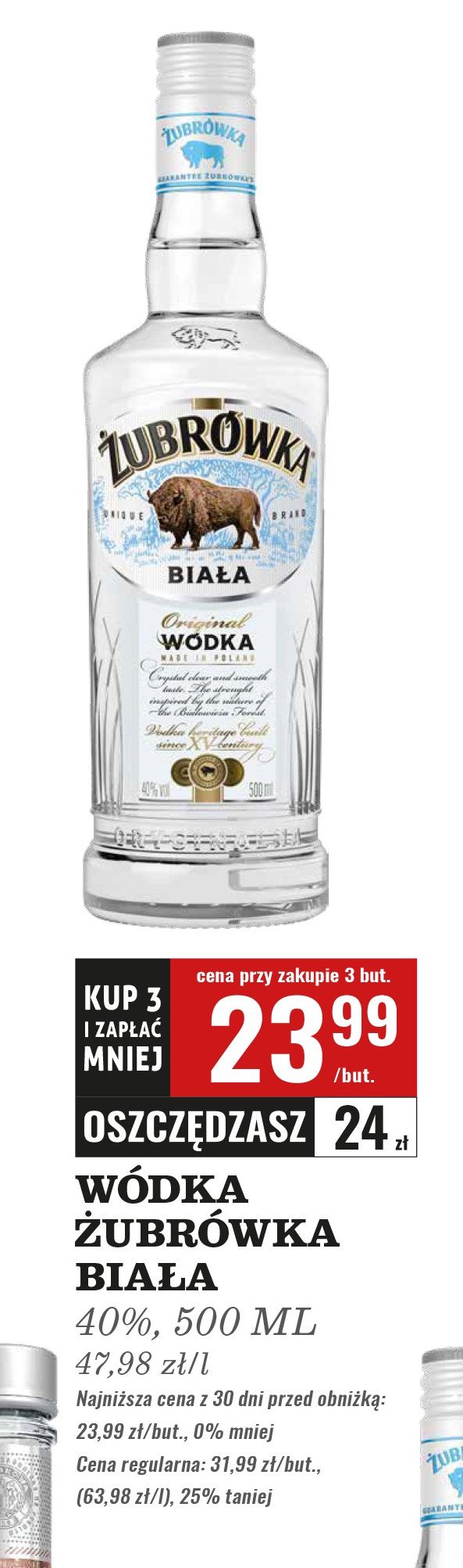 Wódka Żubrówka biała promocja w Prim Market