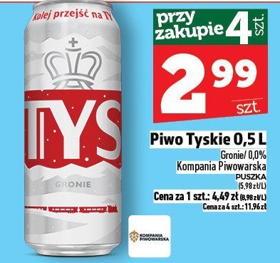 Piwo Tyskie 0,5 L promocja w TOPAZ
