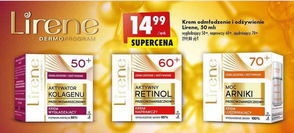 Krem do twarzy ujędrniający 70+ Lirene moc arniki promocja