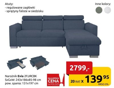 Narożnik Evla 2F.URCBK promocja w Black Red White