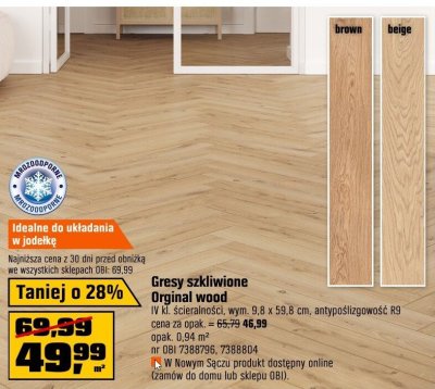 Gresy szkliwione Orginal wood promocja w OBI