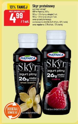 Jogurt pitny Skyr proteinowy Piątnica malina 300g promocja w POLOmarket