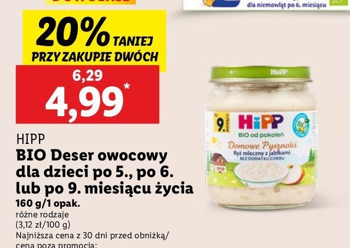 Ryż mleczny z jabłkami HIPP DOMOWE PYSZNOŚCI promocja