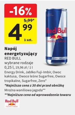 Napój energetyzujący RED BULL Energy Drink promocja w Intermarche