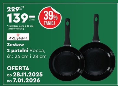 Zestaw 2 patelni Rocca, 24, 28 cm promocja w Biedronka