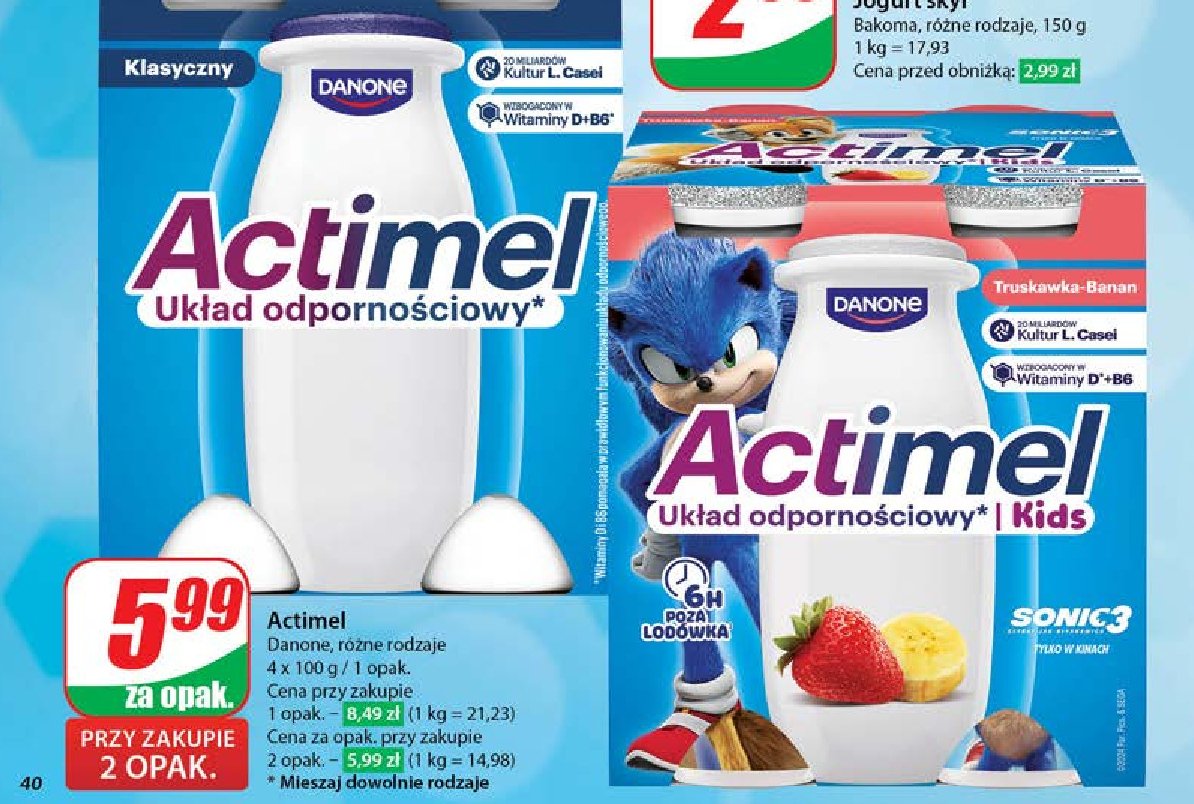 Jogurt classic Danone actimel promocja