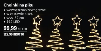 Choinki na piku świetlne wewnętrzne/zewnętrzne 4 szt. wys. 57 cm, 192 LED promocja w Makro