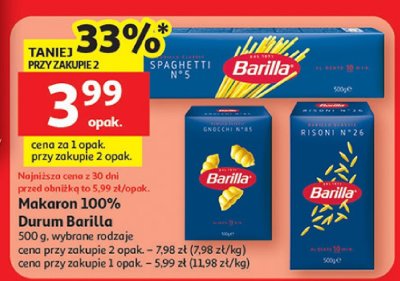 Makaron 100% Durum Barilla 500 g, wybrane rodzaje promocja w Auchan