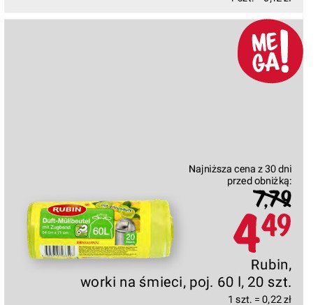 Worki na śmieci z uchwytem 60 l Rubin promocja