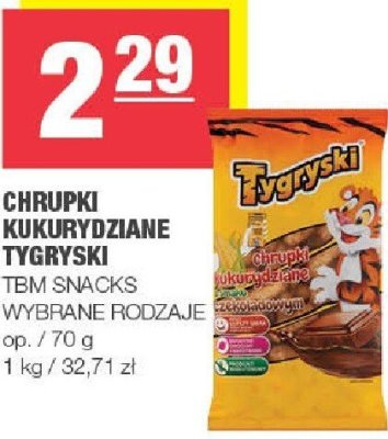 Chrupki kukurydziane Tygryski TEM SNACKS wybrane rodzaje promocja w SPAR