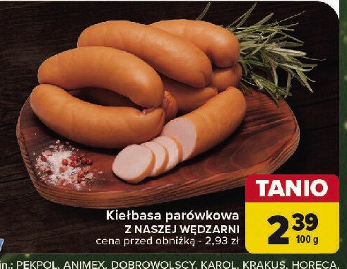 Kiełbasa parówkowa Nasza wędzarnia carrefour promocja