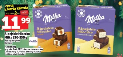 Czekolada Alpejskie Mleczko Milka 330-350g promocja w TOPAZ