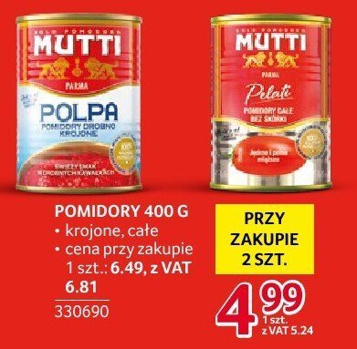 Pomidory Mutti przy zakupie 2 szt. 400g promocja w Selgros