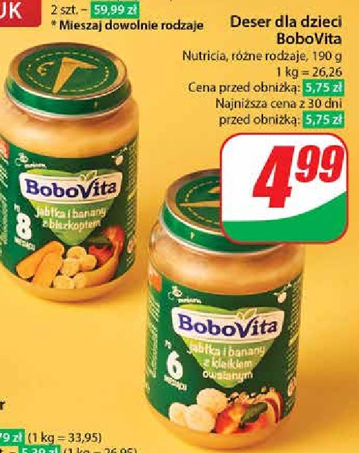 Jabłka i banany z kleikiem owsianym Bobovita promocja