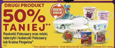 Maskotki Polozaury oraz miski, talerzyki i kubeczki Polozaury lub Kraina Pingwina promocja w POLOmarket