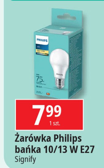 Żarówka standardowa 75w e27 Philips promocja w Leclerc