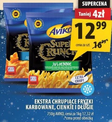 Ekstra chrupiące frytki karbowane, cienkie i długie Aviko promocja w Arhelan