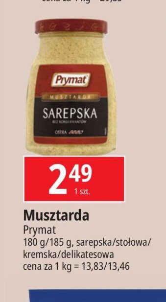 Musztarda stołowa Prymat promocja