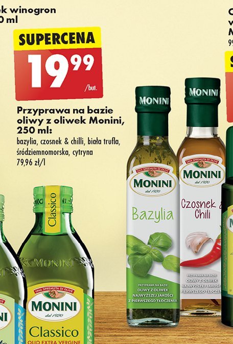 Oliwa z bazylią Monini flavoured promocja w Biedronka