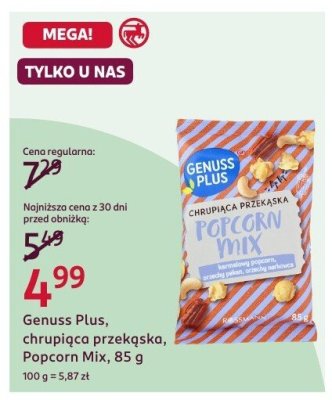 Chrupająca przekąska Popcorn Mix Genuss Plus, 85 g promocja w Rossmann