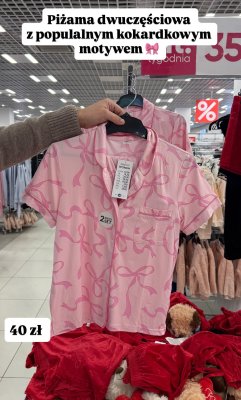 Piżama dwuczęściowa różowa w kokardy promocja w Pepco