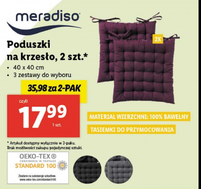 Poduszka na krzesło 40 x 40 cm Meradiso promocja