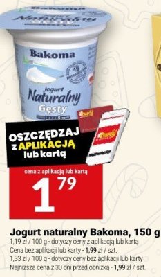 Jogurt naturalny Bakoma, 150 g promocja w Twój Market