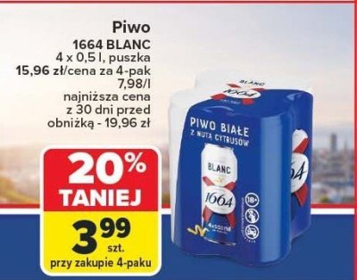 Piwo 1664 BLANC promocja w Carrefour