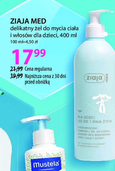 Żel do mycia ciała i włosów dla dzieci hypoalergiczny ZIAJA MED promocja w Rossmann