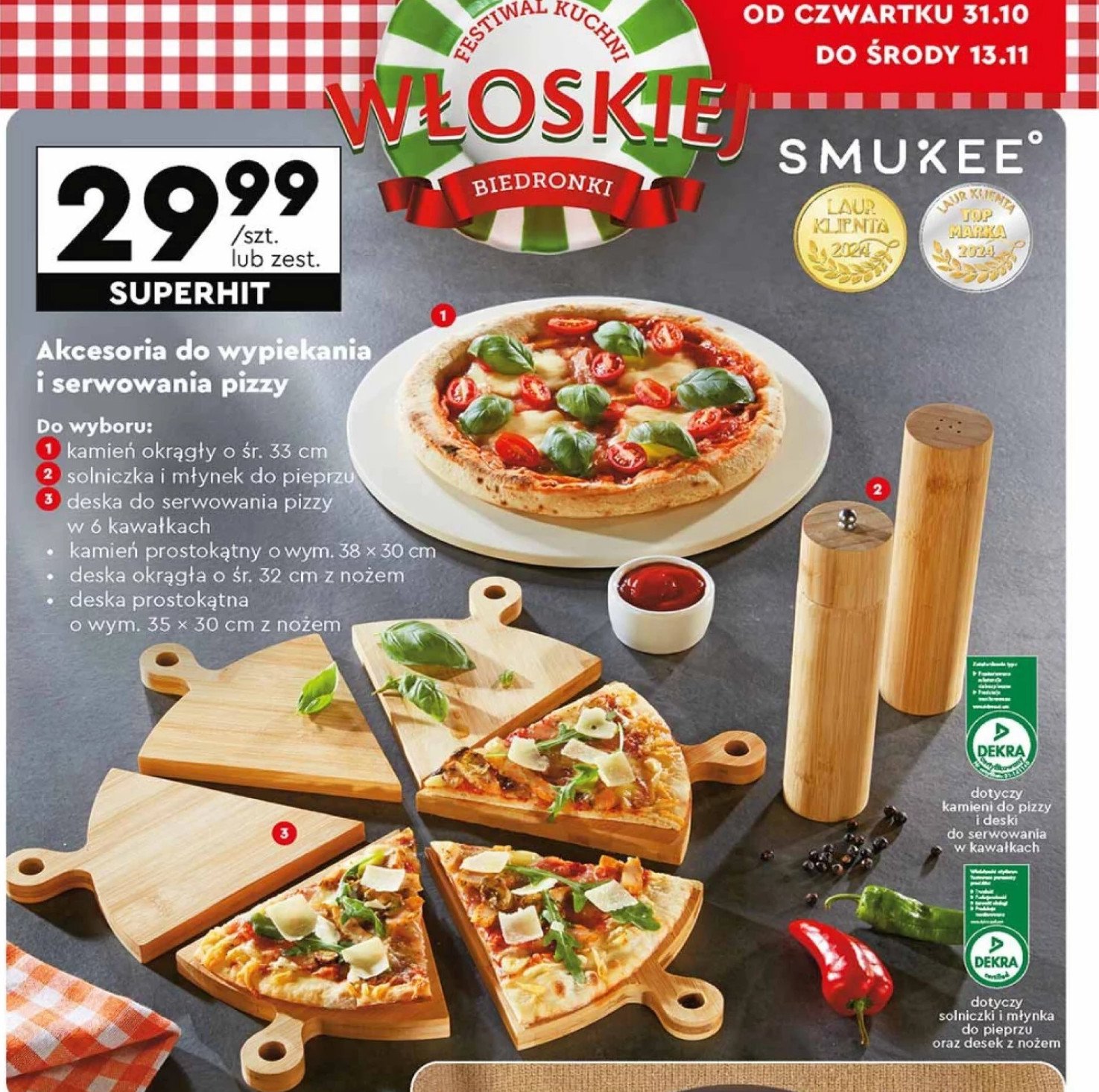 Deska 32 cm z nożem Smukee kitchen promocja