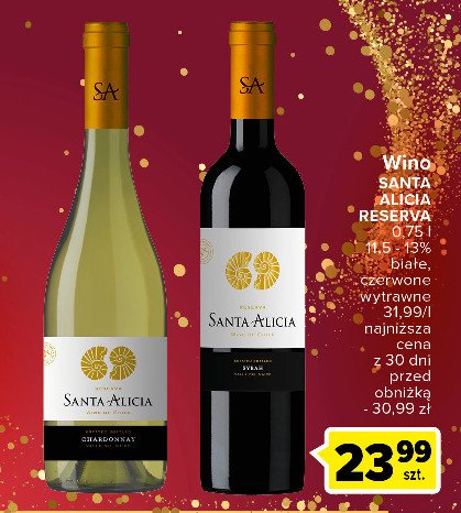Wino SANTA ALICIA CHARDONNAY promocja