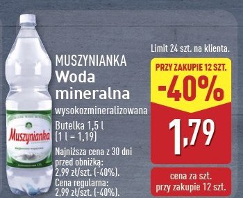 Woda niegazowana Muszynianka promocja w Aldi
