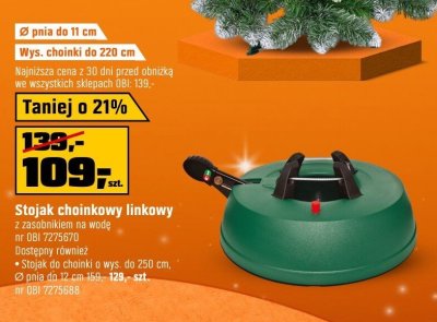 Stojak choinkowy linkowy z zaciskiem na wodę promocja w OBI