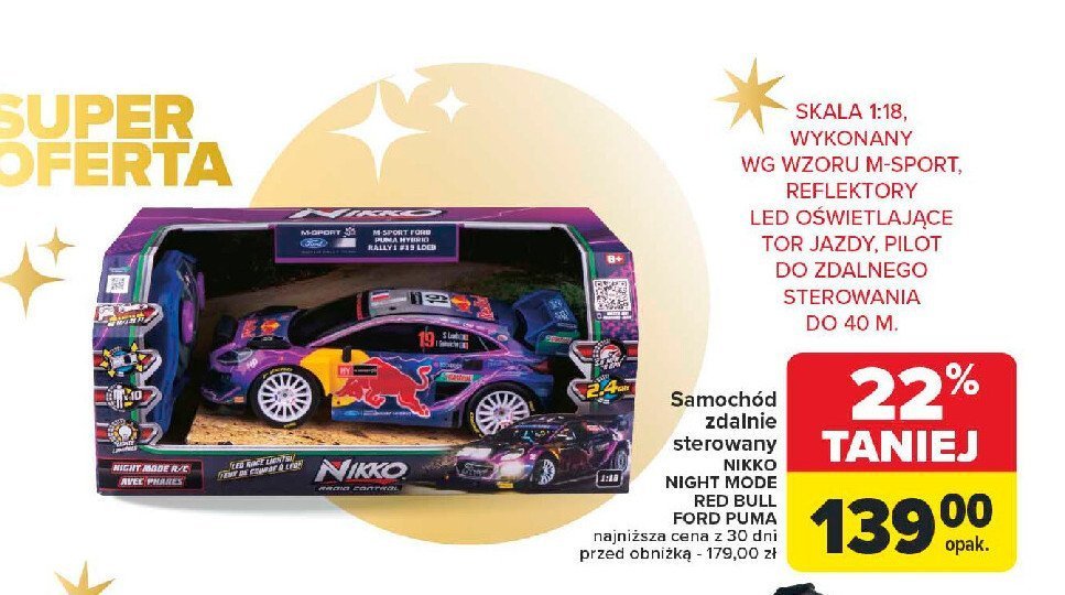 Samochód ford puma nikko night mode red bull promocja w Carrefour