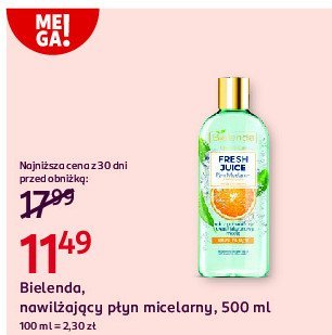 Płyn micelarny detoksykujący z bioaktywną wodą cytrusową i sokiem z pomarańczy Bielenda fresh juice promocja
