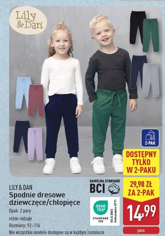 Spodnie dresowe 92-116 Lily & dan promocja w Aldi