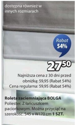 Roleta zaciemniająca BOLGA z łańcuszkiem paciorkowym 45x170 cm promocja w Jysk