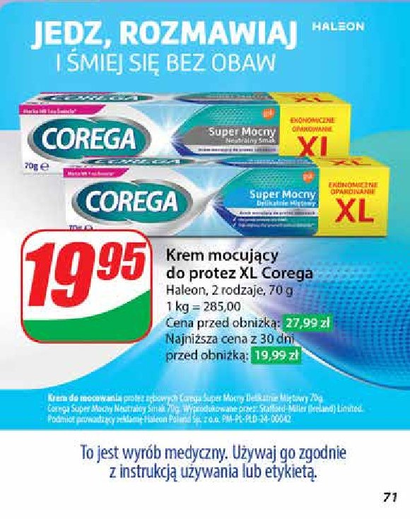 Krem mocujący do protez neutralny smak Corega super mocny promocja