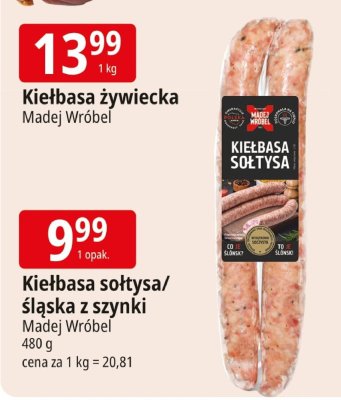 Kiełbasa sołtysa/śląska z szynki Madej Wróbel promocja w Leclerc