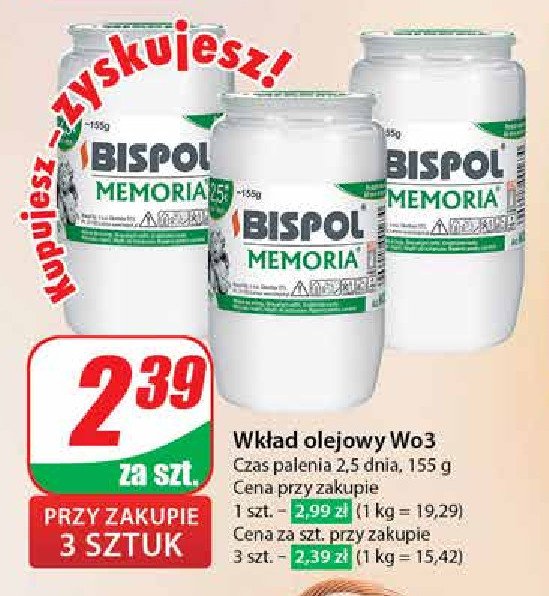 Wkład olejowy memoria 155 g Bispol promocja