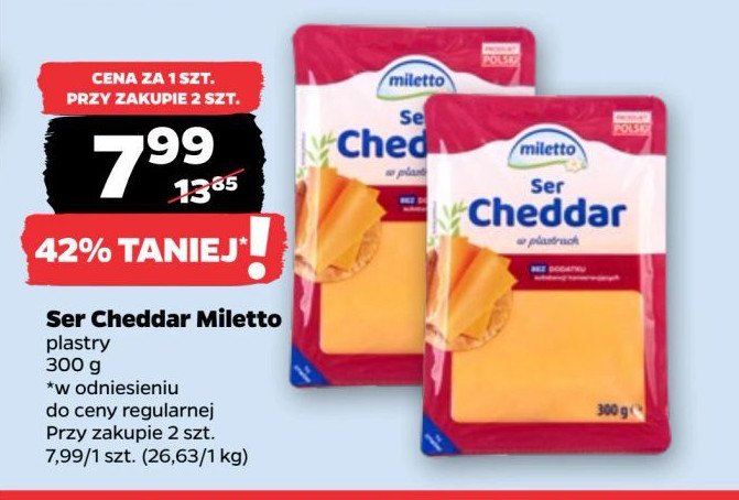 Ser cheddar plastry Miletto promocja w Netto