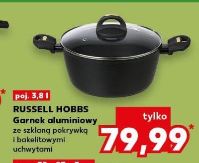 Garnek aluminiowy RUSSELL HOBBS ze szklaną pokrywką i bakeiltowymi uchwytami promocja w Kaufland