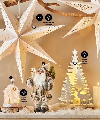 Dekoracja drewniana las i renifer 15 LED wys. 40 cm promocja w Netto