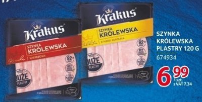Szynka królewska plastry Krakus 120 g promocja w Selgros