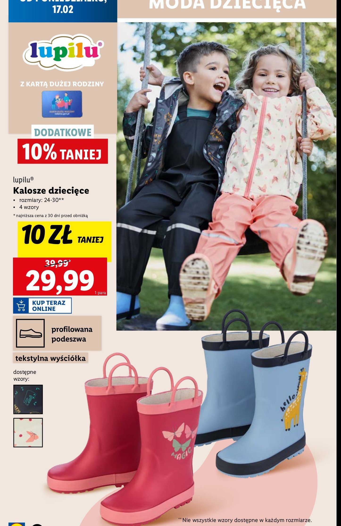 Kalosze dziecięce Lupilu promocja w Lidl