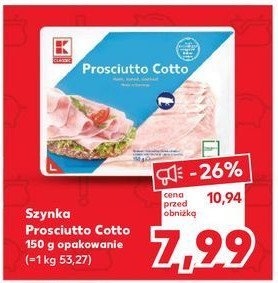 Szynka prosciutto cotto K-classic promocja w Kaufland