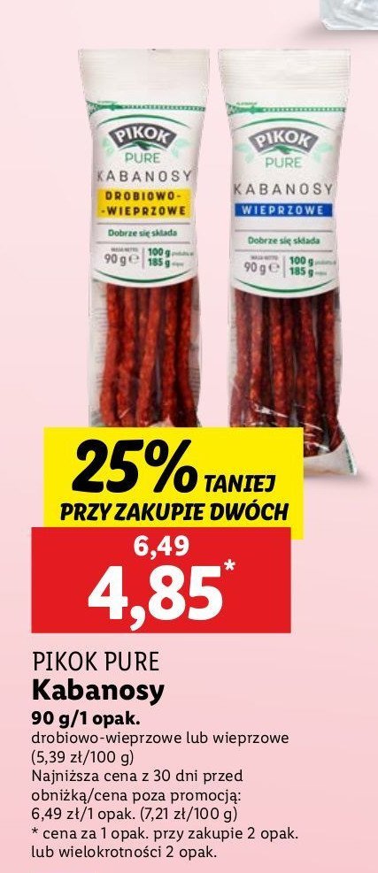 Kabanosy wieprzowe Pikok pure promocja