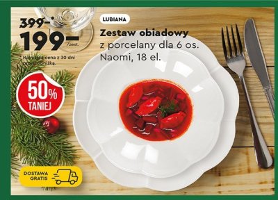 Zestaw obiadowy LUBIANA z porcelany dla 6 os. Naomi 18 el. promocja w Biedronka
